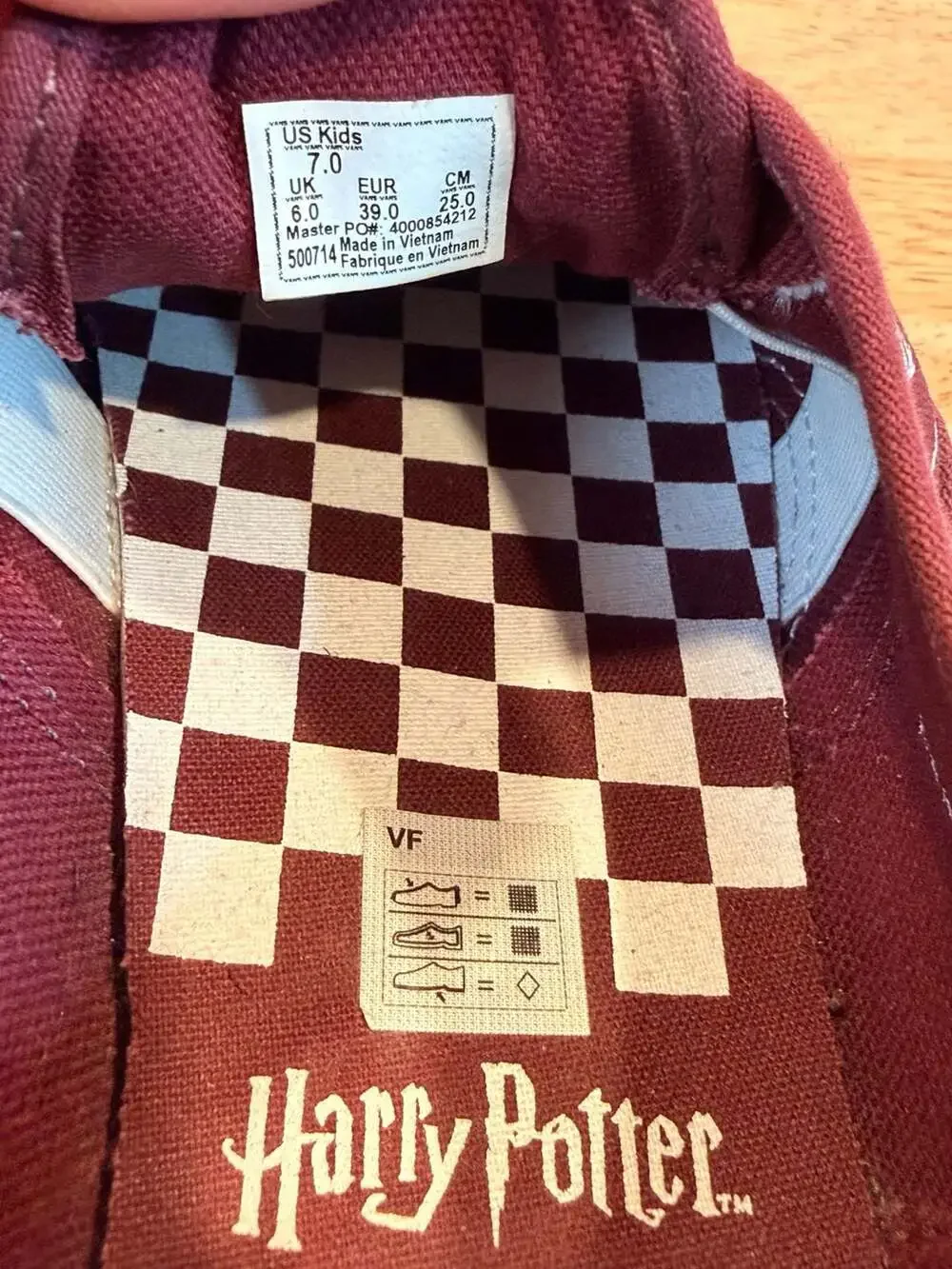 Vans x Harry Potter Authentic Maroon Shoes Big Kids Size 7